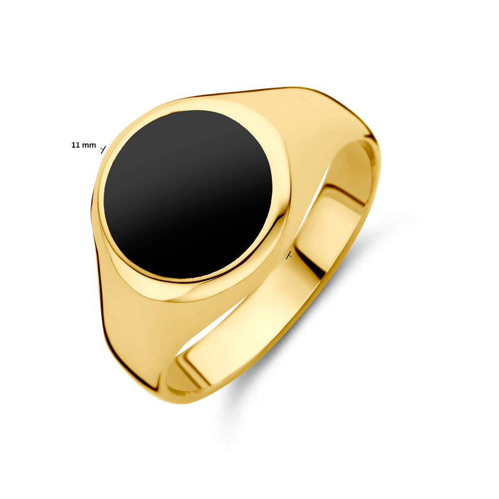 ring onyx 14K geelgoud - rond