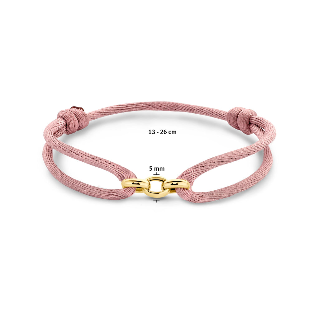 Armband satiniert zartrosa 13 - 26 cm 14K Gold mit Kautschuk/Nylon/Leder