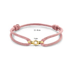 Armband satiniert zartrosa 13 - 26 cm 14K Gold mit Kautschuk/Nylon/Leder