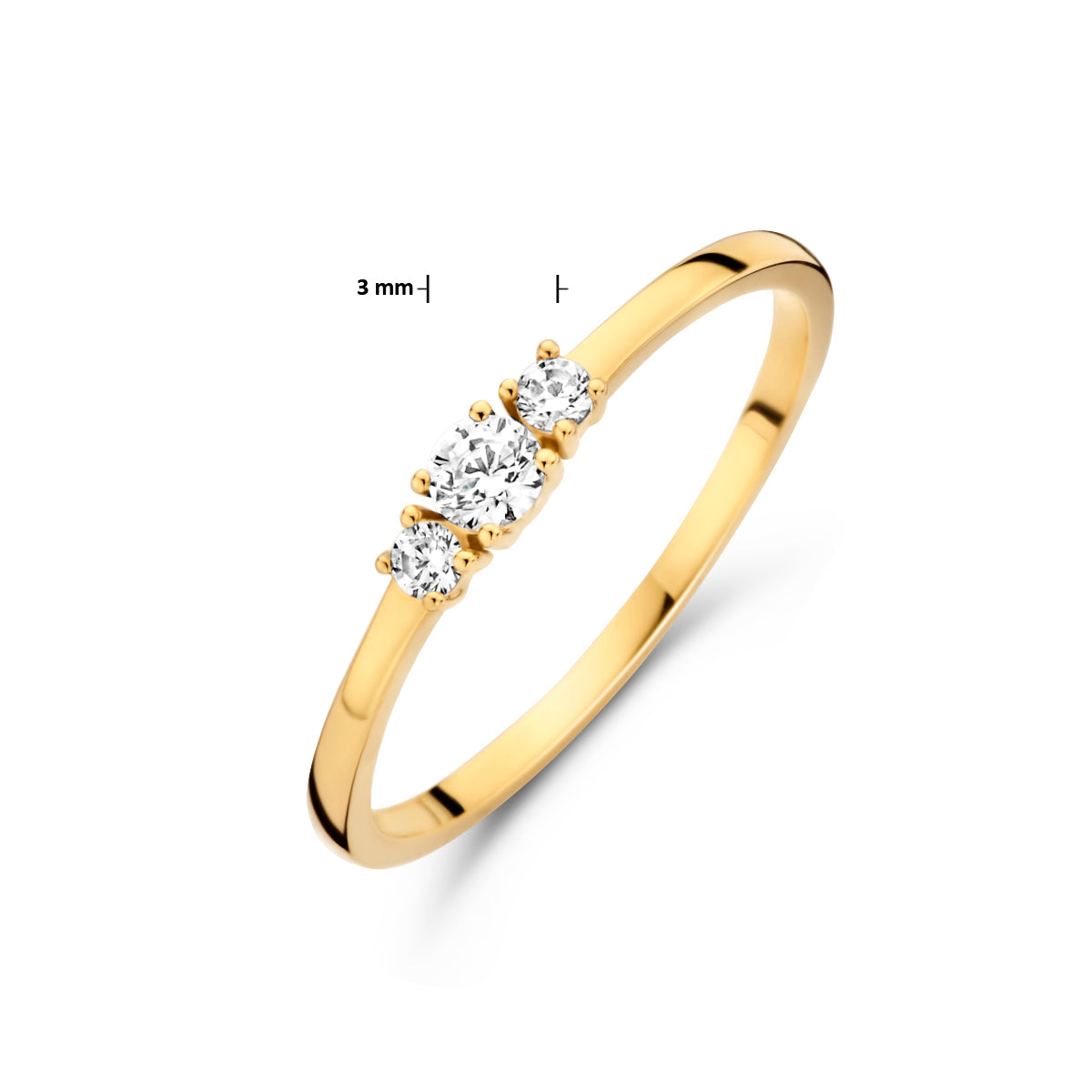 9 Karat Ring Trilogie Zirkonia 9K Gelb