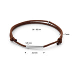 Armband Baumwolle braun 16 - 32 cm rhodiniert mit Gummi/Nylon/Leder
