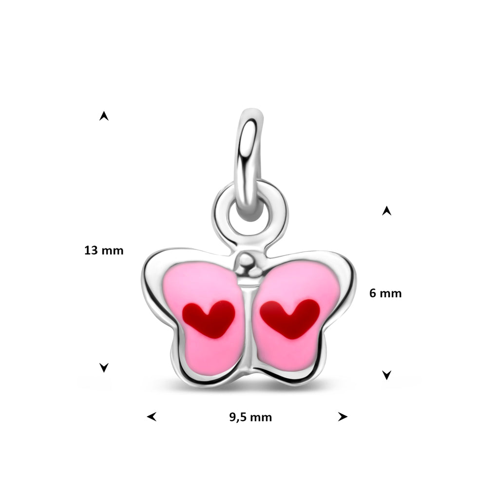 hanger vlinder emaille 6 mm zilver gerhodineerd