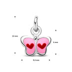 hanger vlinder emaille 6 mm zilver gerhodineerd