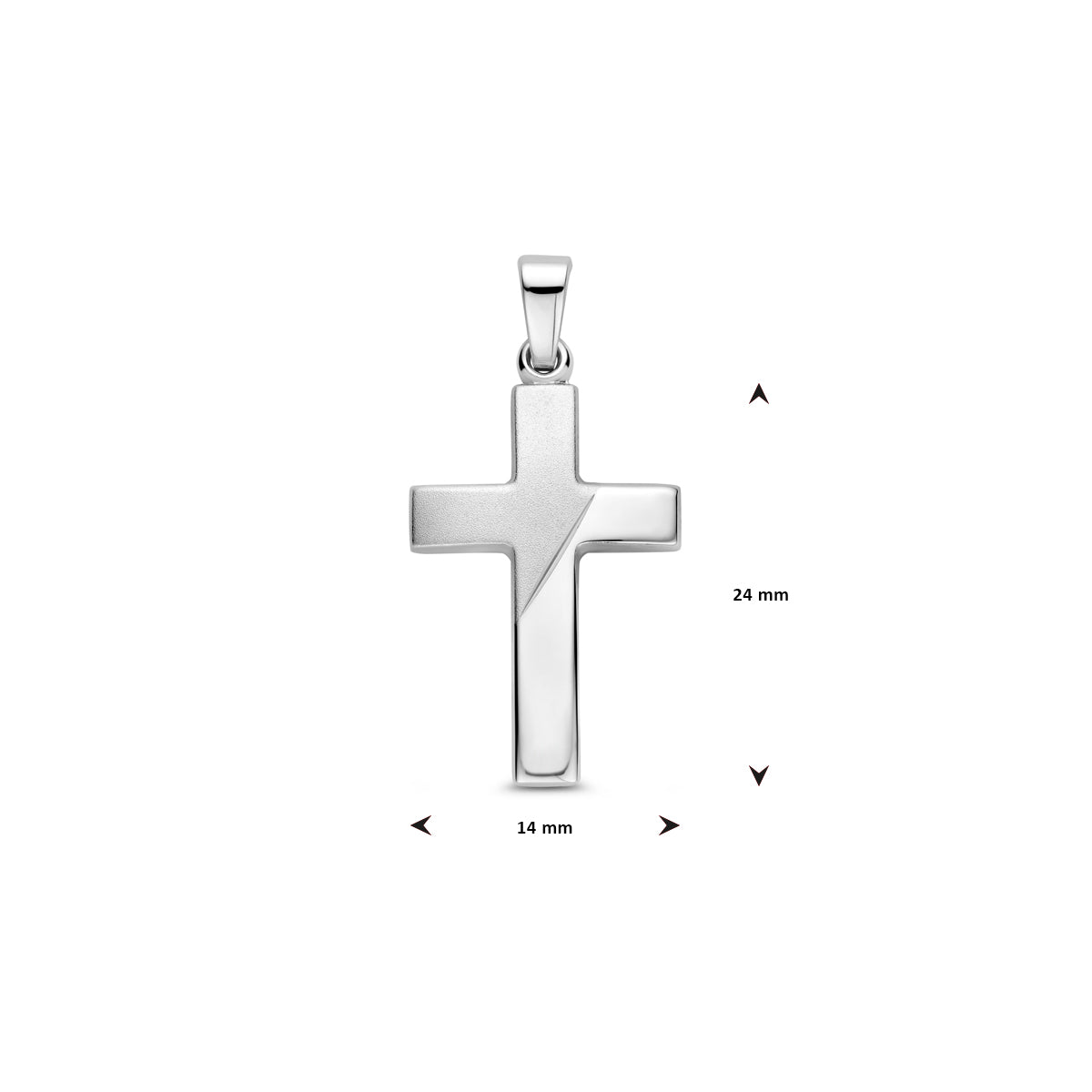 hanger kruis poli/mat gediamanteerd 24 mm zilver gerhodineerd