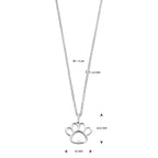 collier hondenpoot 36 + 3 cm zilver gerhodineerd