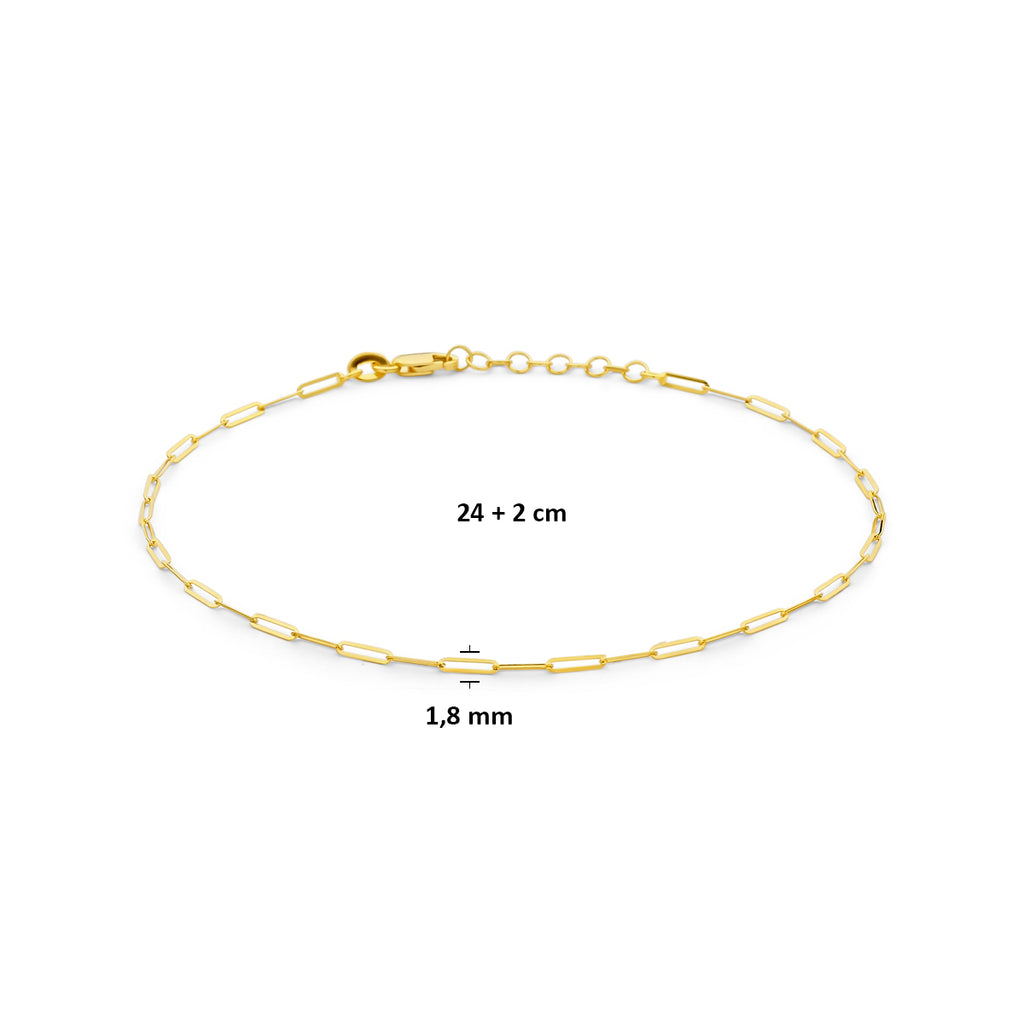 Fußkettchen 1,8 mm 24 + 2 cm 14K Gelbgold