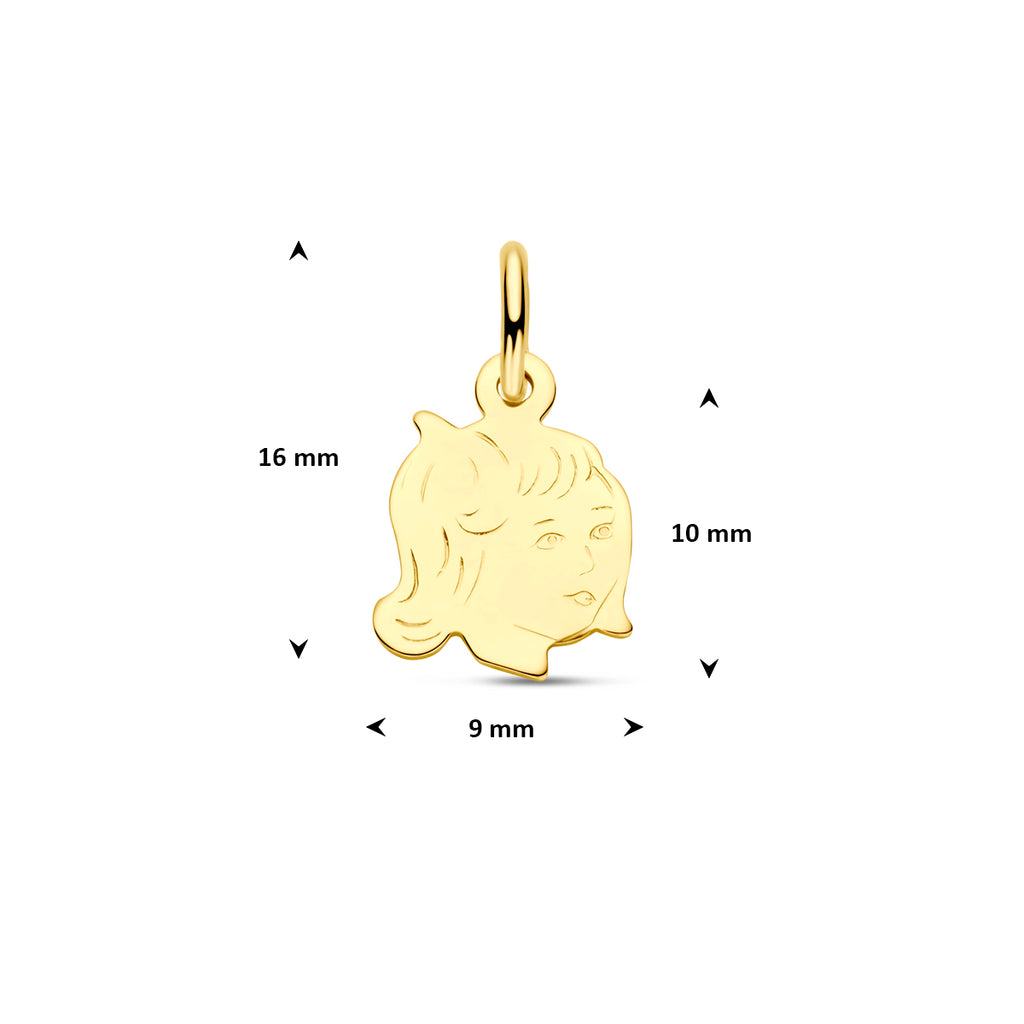 Anhänger Mädchen 10 mm 14K Gelbgold