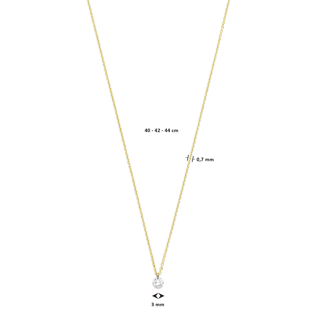 collier diamant 40 – 42 – 44 cm 0.10ct g si 18K geelgoud