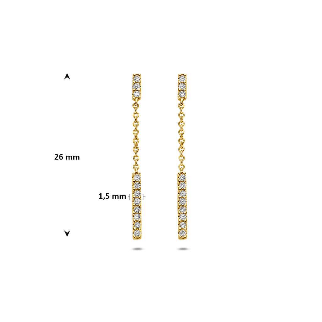 oorhangers diamant 0.11ct (2x 0.055ct) h si 26 mm 14K geelgoud