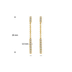 oorhangers diamant 0.11ct (2x 0.055ct) h si 26 mm 14K geelgoud