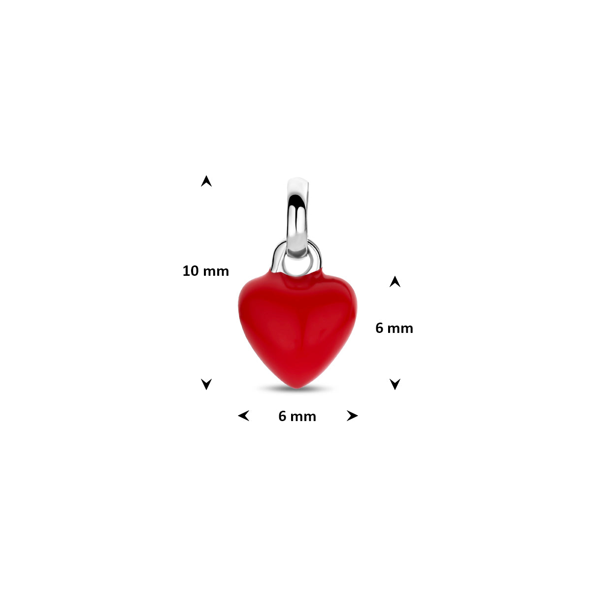 Anhänger Emaille-Herz 6 mm Silber rhodiniert