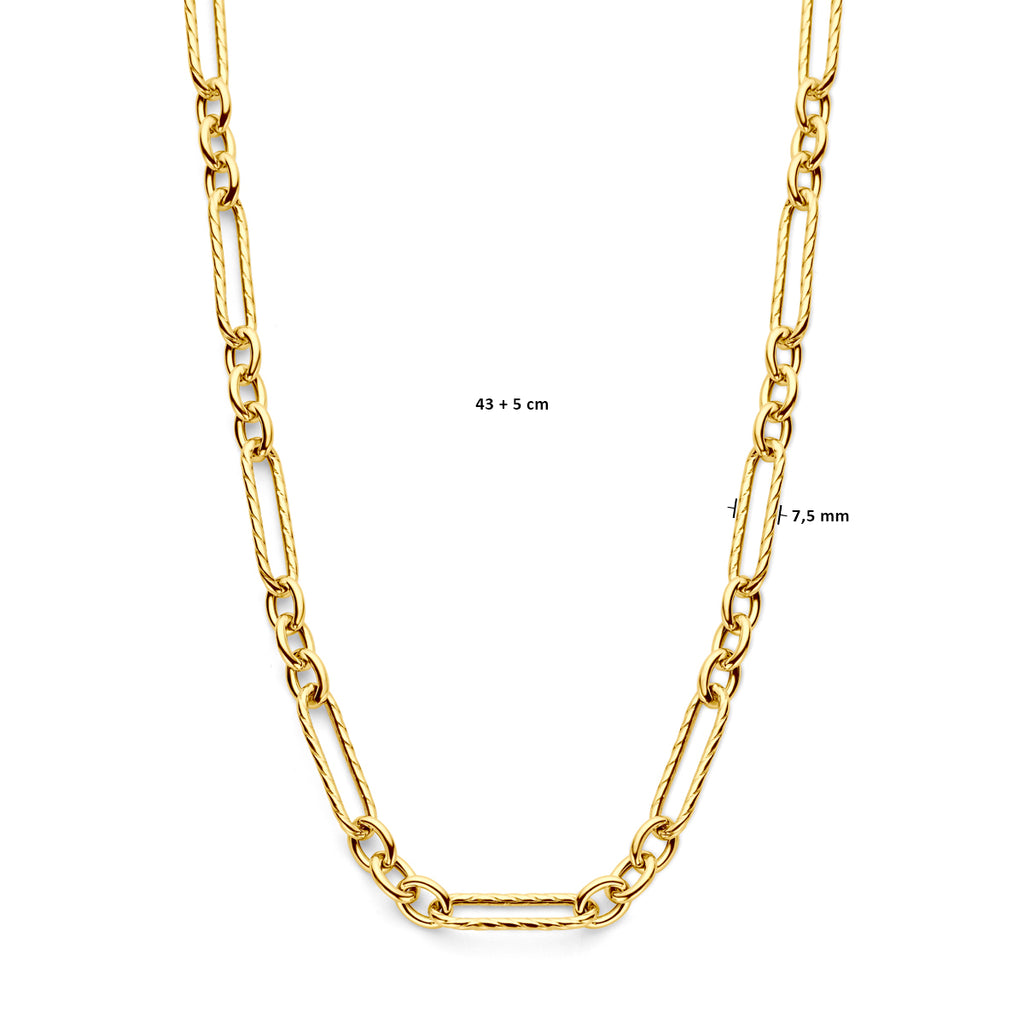 collier 7,5 mm 43 + 5 cm 3 micron zilver verguld (geel)