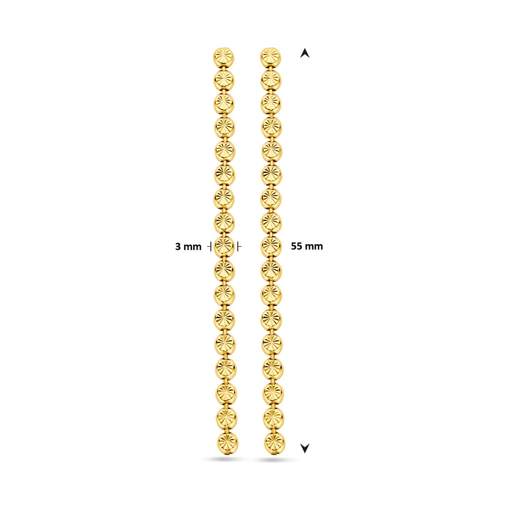 Ohrringe diamantiert 55 mm 1 Mikron Silber vergoldet (gelb)