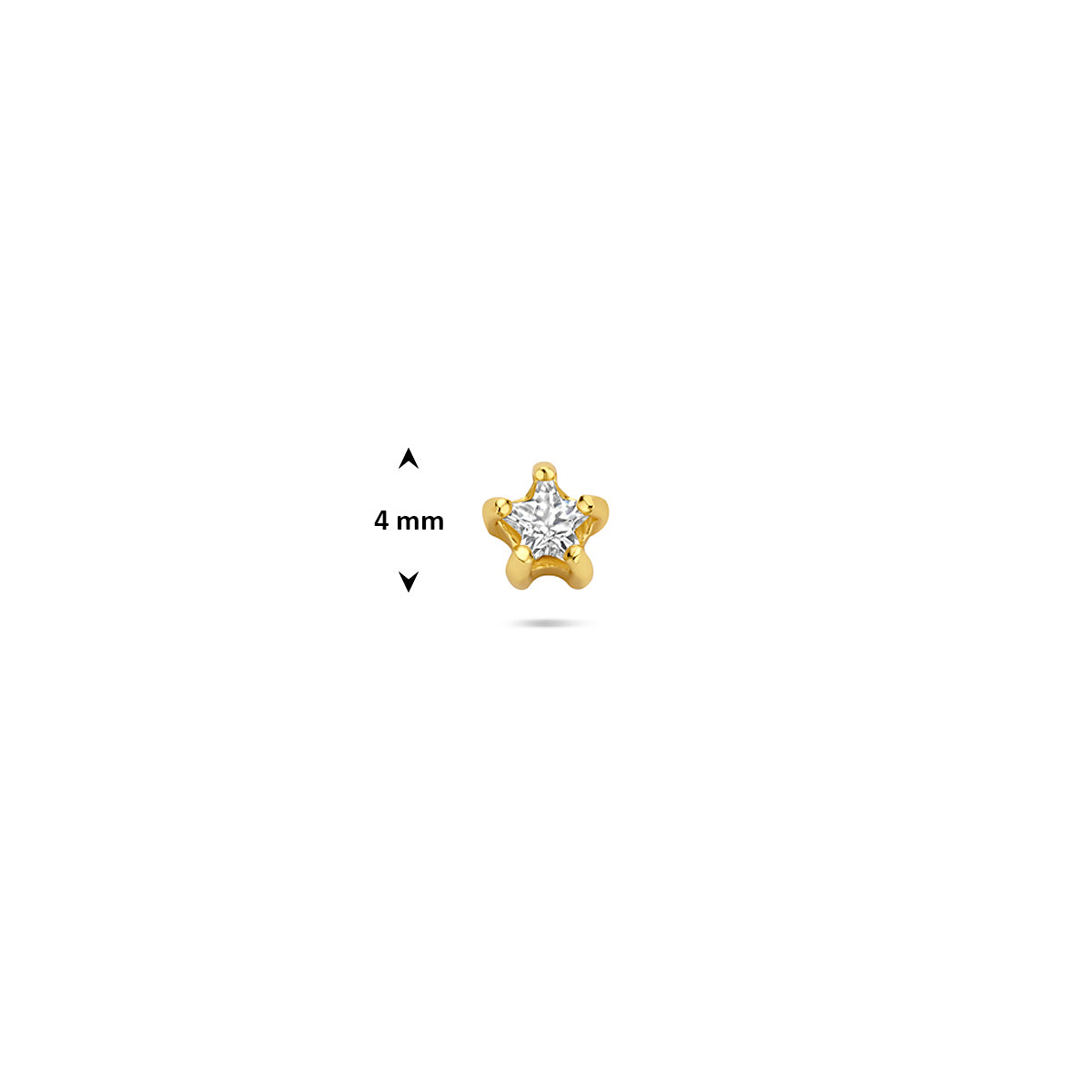 flat back piercing ster zirkonia 1 micron zilver verguld (geel)