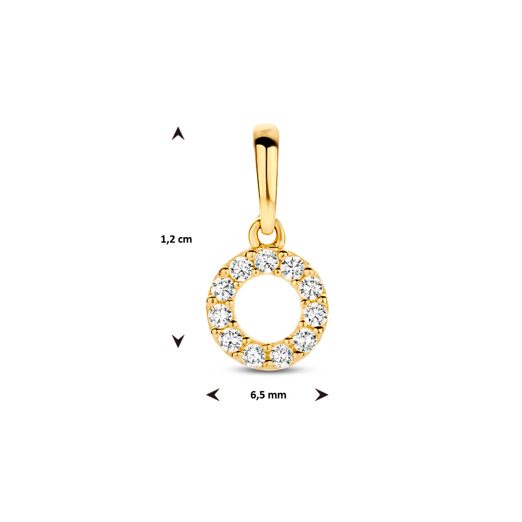 Anhänger rund Zirkonia 6,5 mm 14K Gelbgold