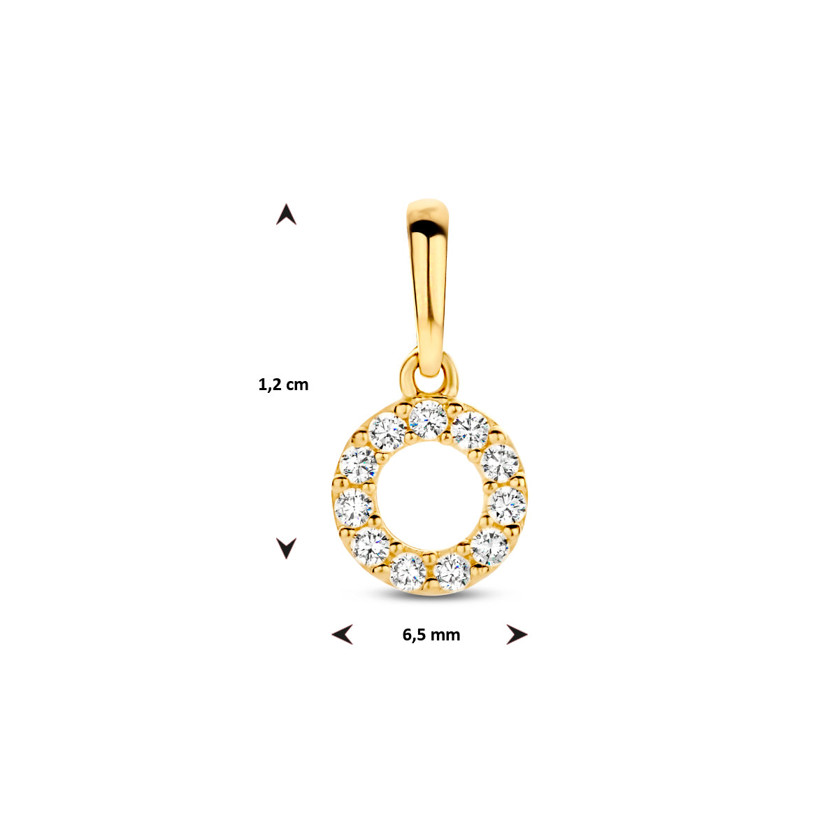 Anhänger rund Zirkonia 6,5 mm 14K Gelbgold