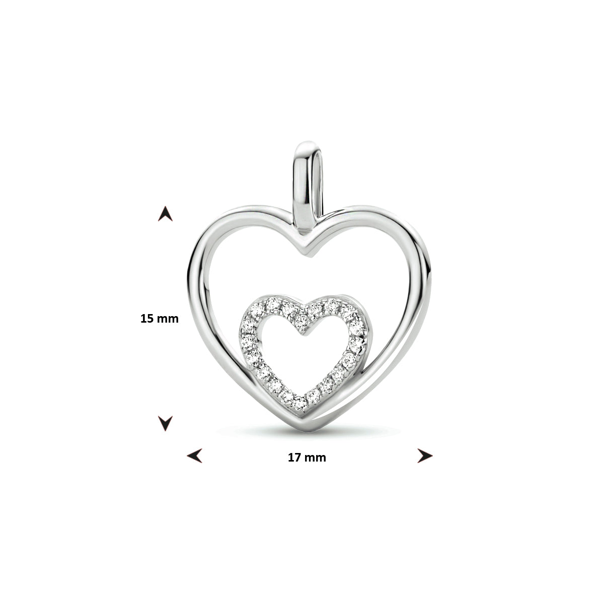 hanger hart zirkonia zilver gerhodineerd