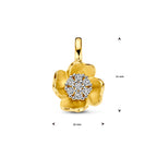 hanger bloem en diamant 0.11ct h si 14K bicolor goud geel/wit