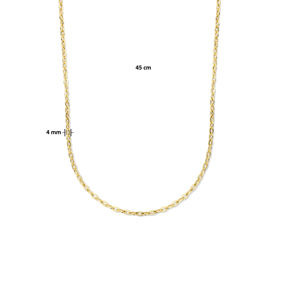 Halskette Anker 4,0 mm 45 cm Silber vergoldet (gelb)