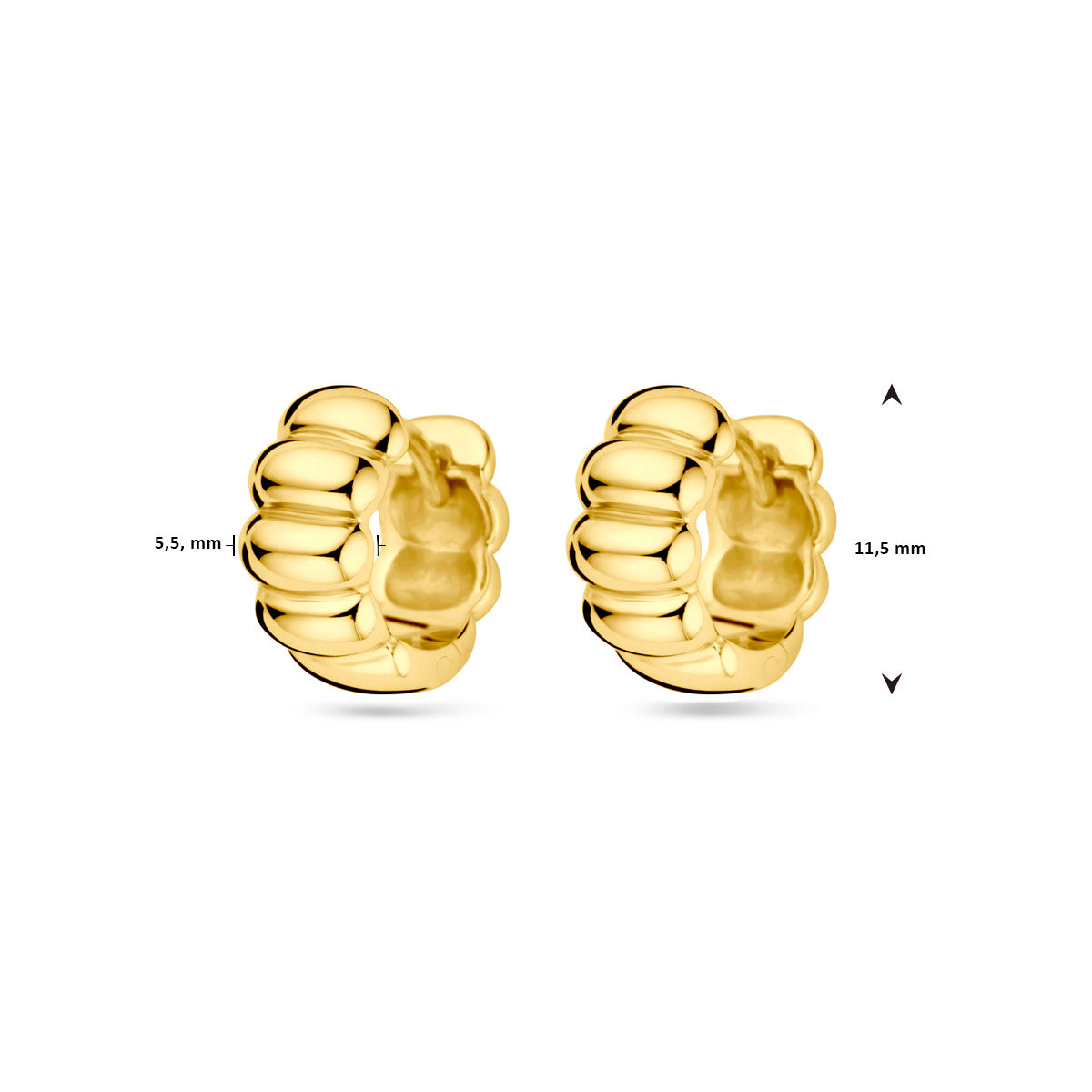 klapoorringen 11,5 mm 1 micron zilver verguld (geel)