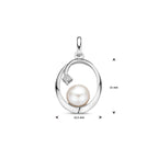 Anhänger oval Perle und Zirkonia 21 mm Silber rhodiniert