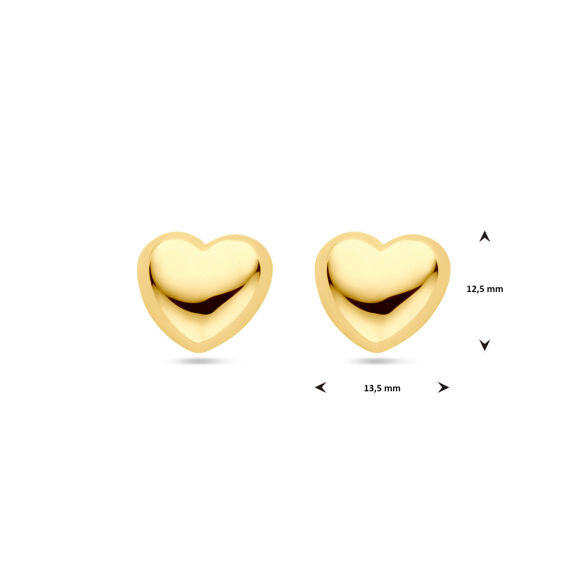 Ohrstecker Herzchen 12 mm 1 Mikron vergoldet (Gelbgold)