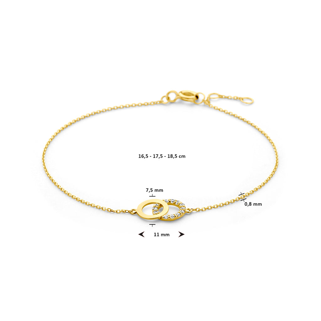 Armband Zirkonia 16,5 - 17,5 - 18,5 cm 14K Gelbgold