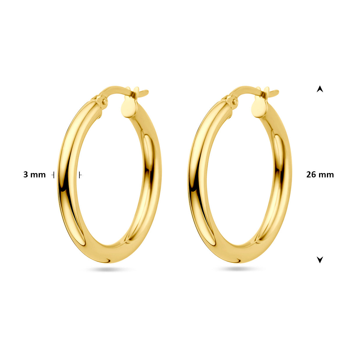 oorringen ronde buis Silgold (geel met zilverkern)