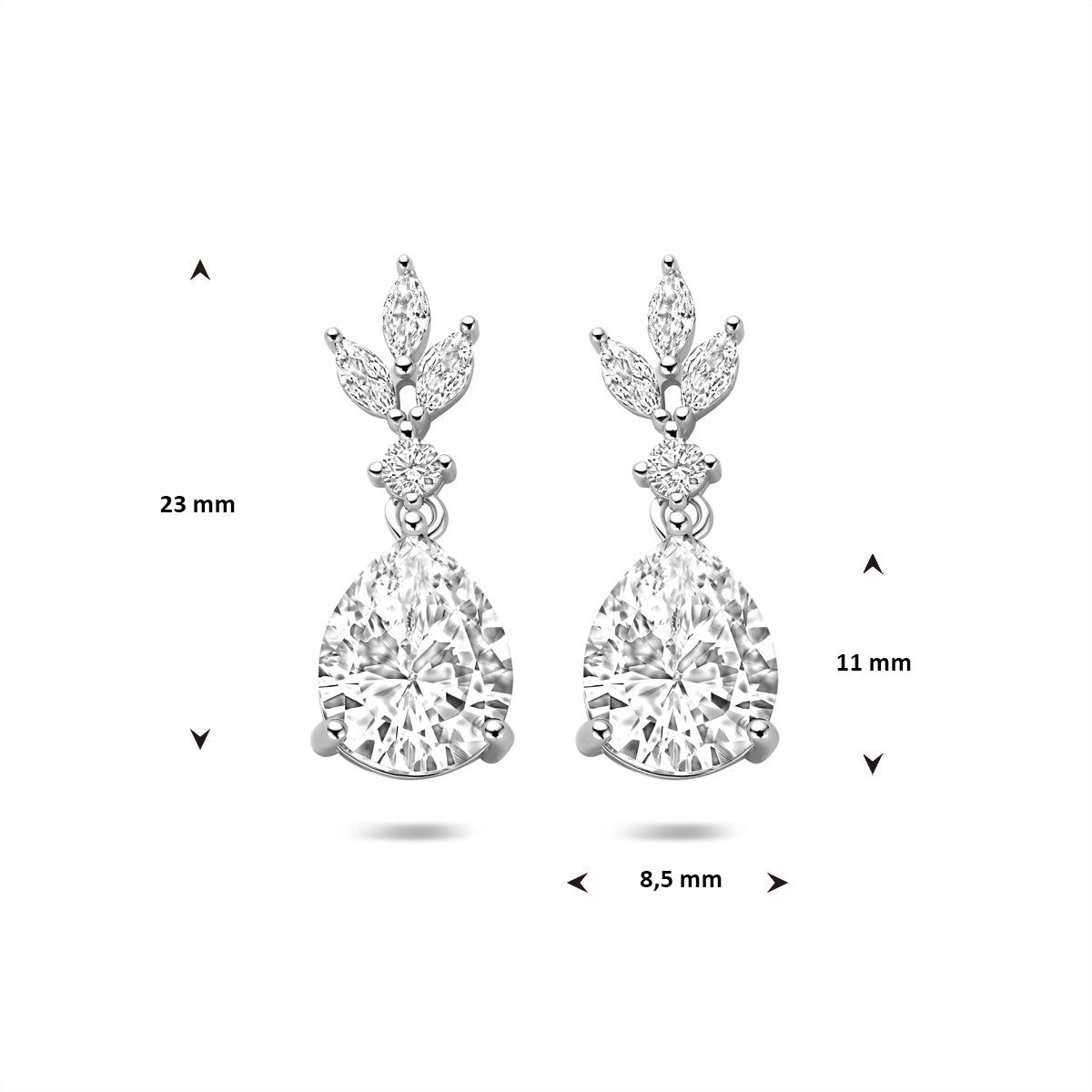 Ohrhänger Zirkonia 23 mm Silber rhodiniert