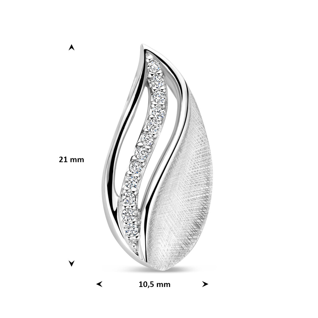Anhänger verkratzt poliert/matt Zirkonia 21 mm Silber rhodiniert