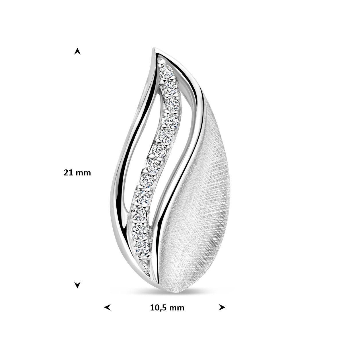 Anhänger verkratzt poliert/matt Zirkonia 21 mm Silber rhodiniert