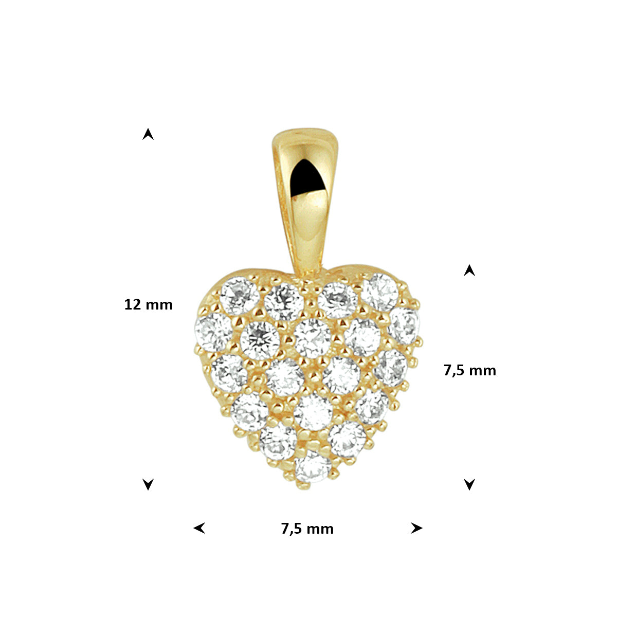 Anhänger Herz Zirkonia 14K Gelbgold