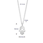 Halskette Hand der Fatima 41 + 4 cm Silber rhodiniert