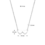 Halskette Herzen 40 + 4 cm Silber rhodiniert