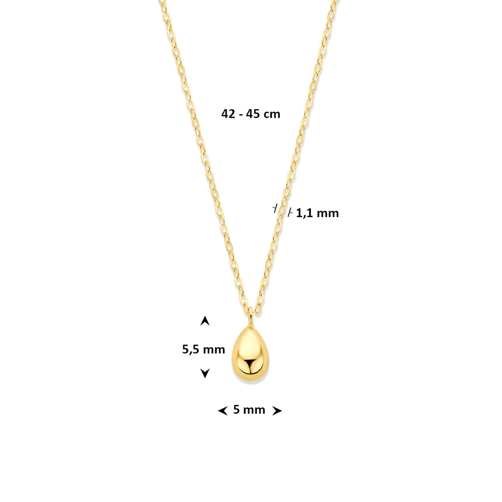 9k collier druppel 42 - 45 cm 9K geel