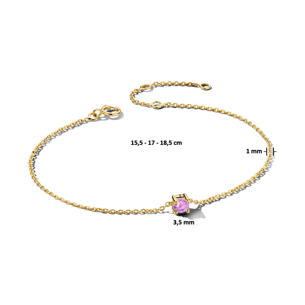 armband met geboortesteen 15,5 - 17 - 18,5 cm 14K geelgoud