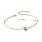 armband met geboortesteen 15,5 - 17 - 18,5 cm 14K geelgoud