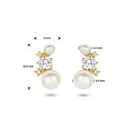 Ohrstecker Perle und Zirkonia 14K Gelbgold