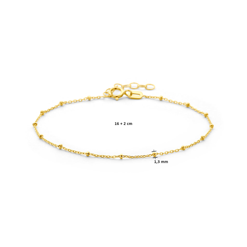 Armband Kugeln 1,3 mm 16 + 2 cm 14K Gelbgold