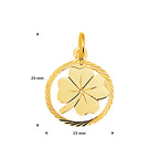 hanger klavertje gediamanteerd 14K geelgoud - rond