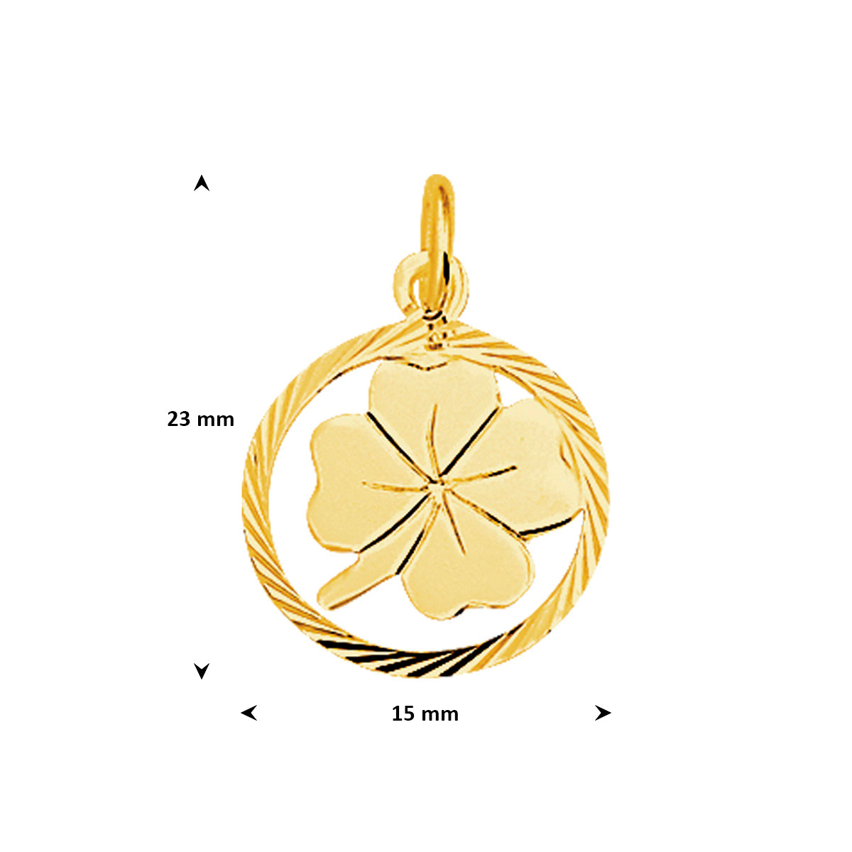 hanger klavertje gediamanteerd 14K geelgoud - rond