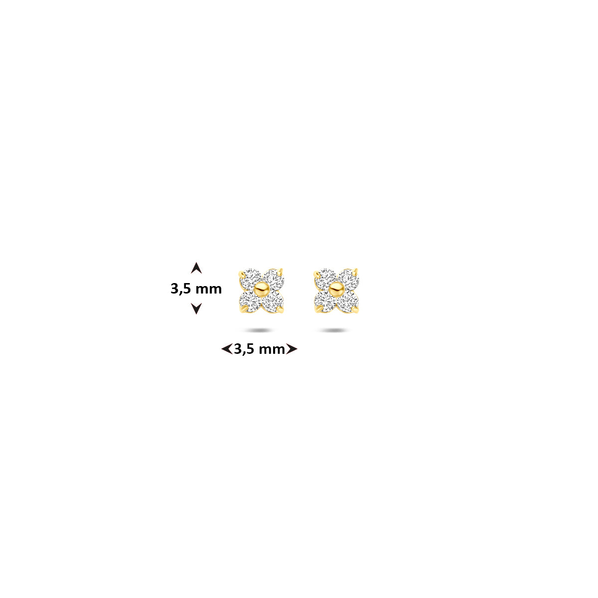 Ohrstecker Blume Zirkonia 3,5 mm 14K Gelbgold
