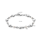 Armband Herzen und Swarovski Perlen 17 + 2 cm Silber rhodiniert