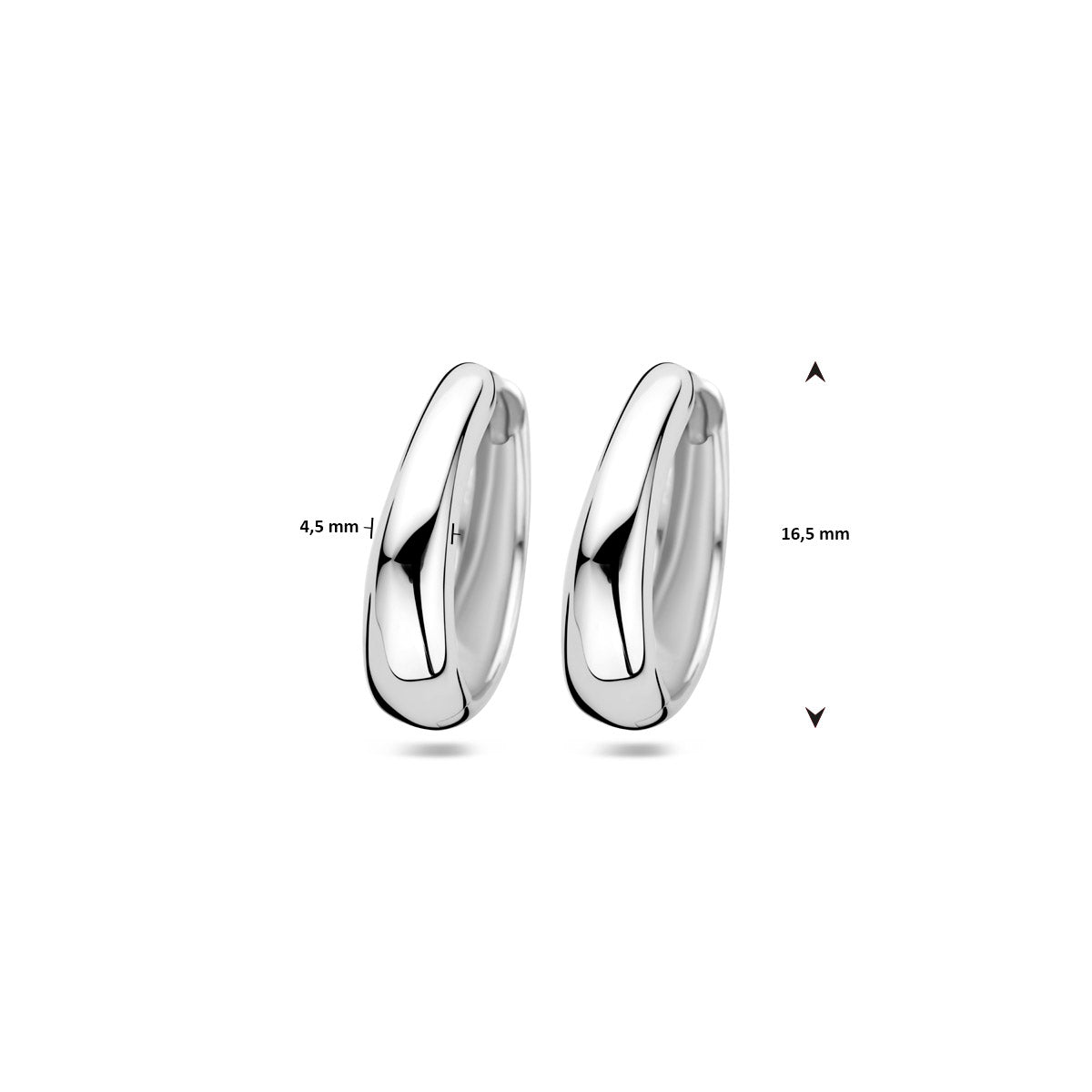 klapoorringen 16,5 mm zilver gerhodineerd