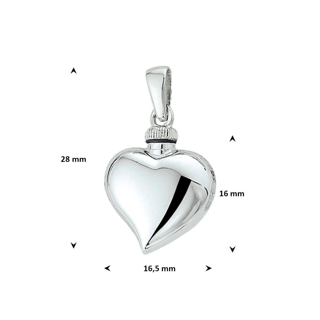 Urnenanhänger Herz 16 mm Sterling Silber rhodiniert