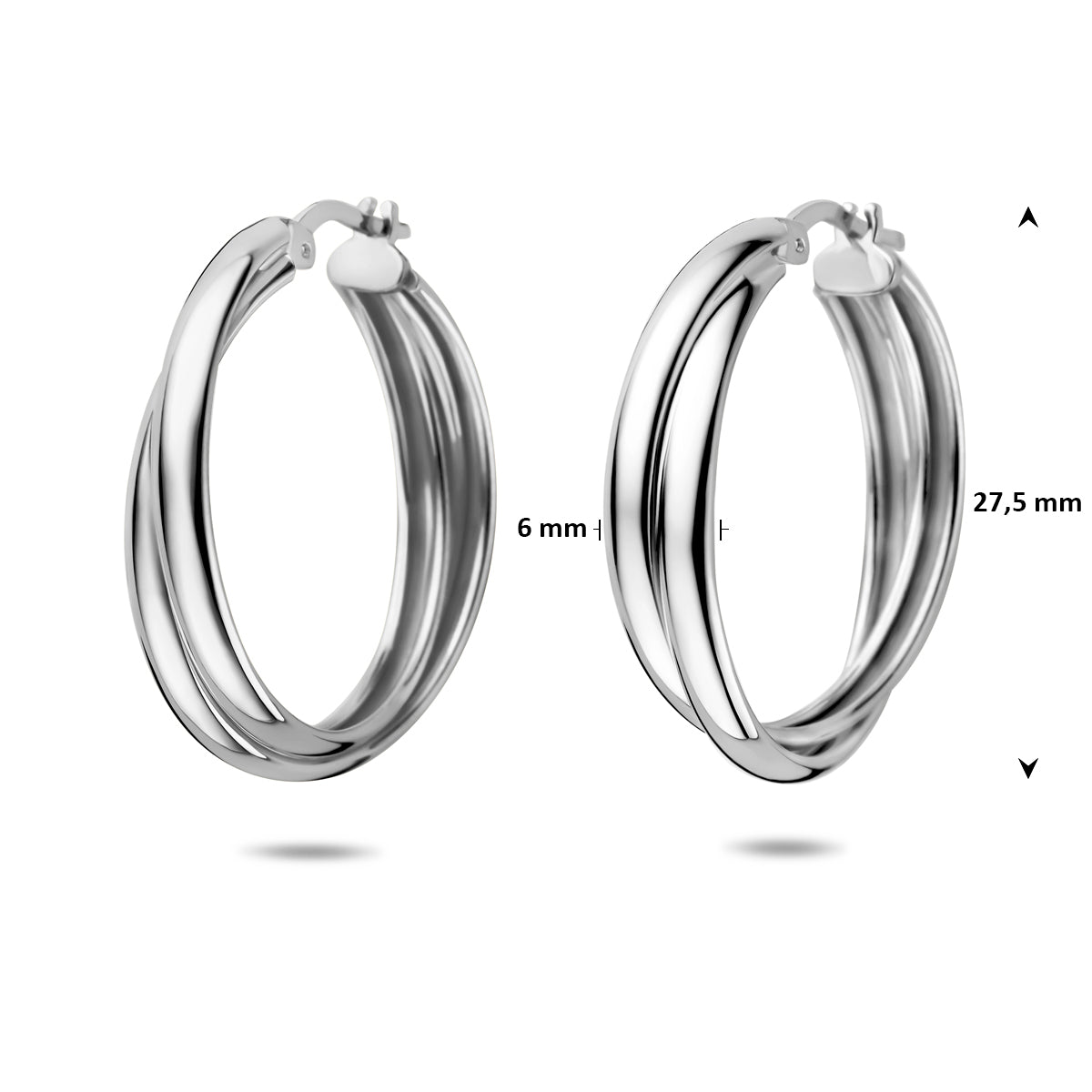 oorringen 27,5 mm zilver gerhodineerd