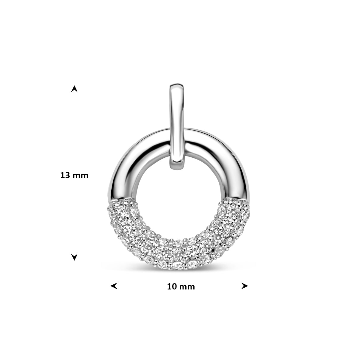 hanger zirkonia 10 mm zilver gerhodineerd - rond