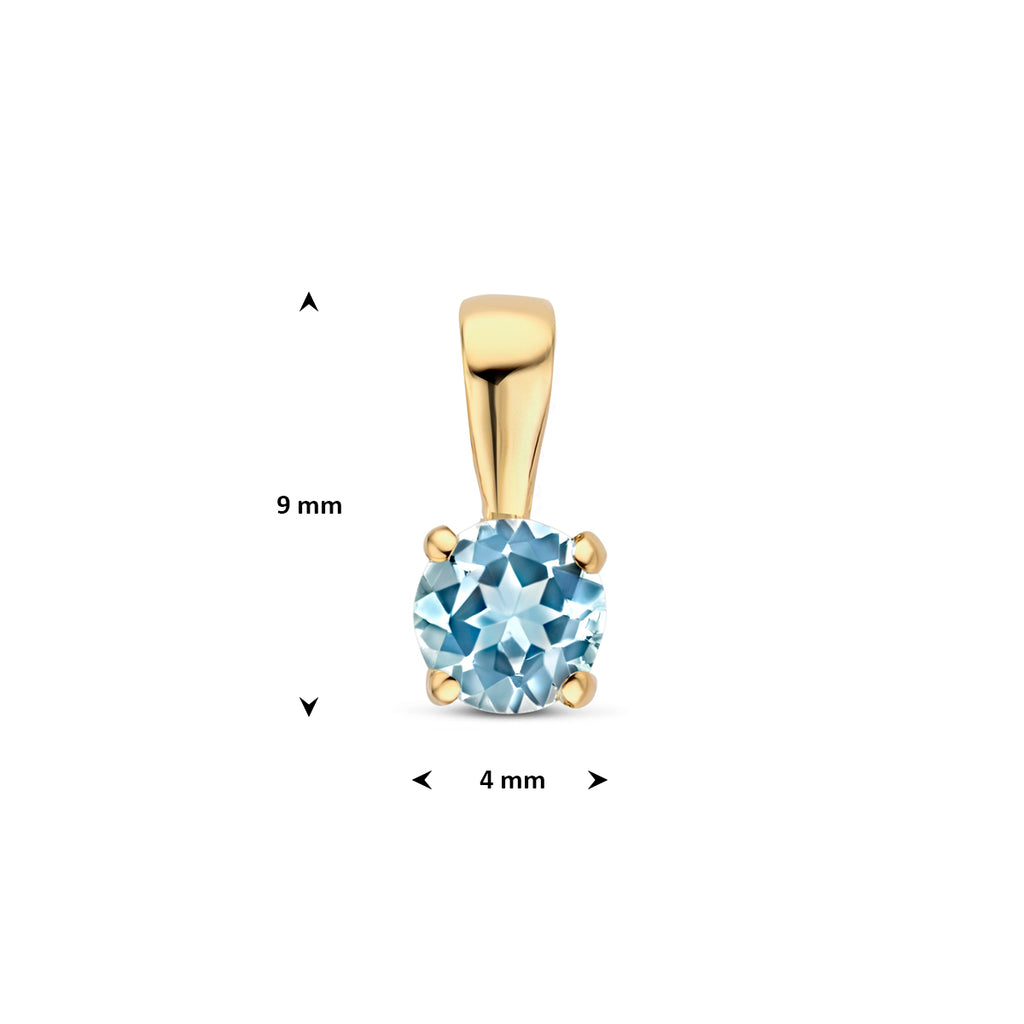 Anhänger Blautopas 9 mm 14K Gelbgold