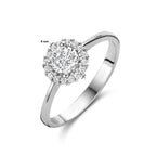 Ring Zirkonia Halo Silber rhodiniert