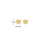 oorknoppen klavertje 4,5 mm 14K geelgoud